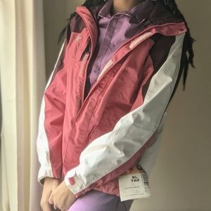 North face hyvant jacket in red,pink, and white